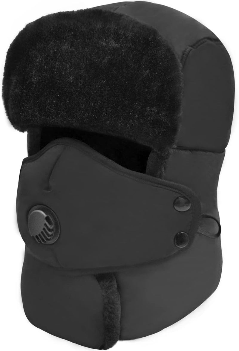 Outrip Winter Trapper Hat for Men & Women, Trooper Hunting Russian Fur Hat with Ear Flap & Mask Aviator Ushanka for Cold Weather - Image 1